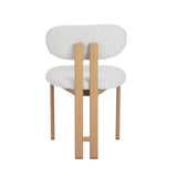 Dining room chairs - Japandi Dining room chair Miyo Bouclé Beige - Oak look Frame - Dimehouse