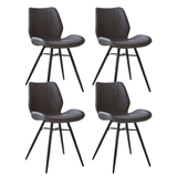 Dining room chairs - Set of 4 Dining room chairs Beau Industrial Anthracite Faux Leather - Without Armrests - Dimehouse
