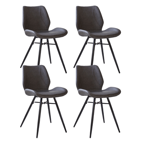 Dining room chairs - Set of 4 Dining room chairs Beau Industrial Anthracite Faux Leather - Without Armrests - Dimehouse
