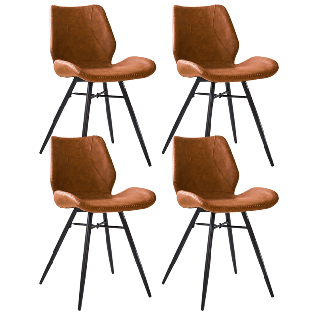 Dining room chairs - Set of 4 Dining room chairs Beau Industrial Cognac Faux Leather - Without Armrests - Dimehouse