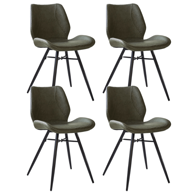 Dining room chairs - Set of 4 Dining room chairs Beau Industrial Green Faux Leather - Without Armrests - Dimehouse