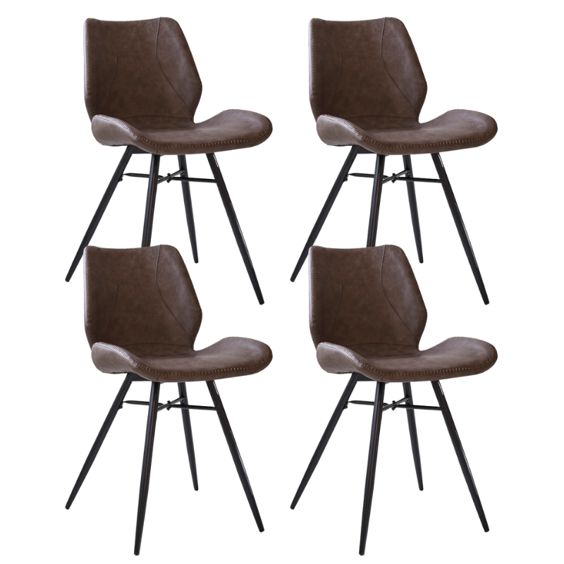 Dining room chairs - Set of 4 Dining room chairs Beau Industrial Taupe Faux Leather - Without Armrests - Dimehouse
