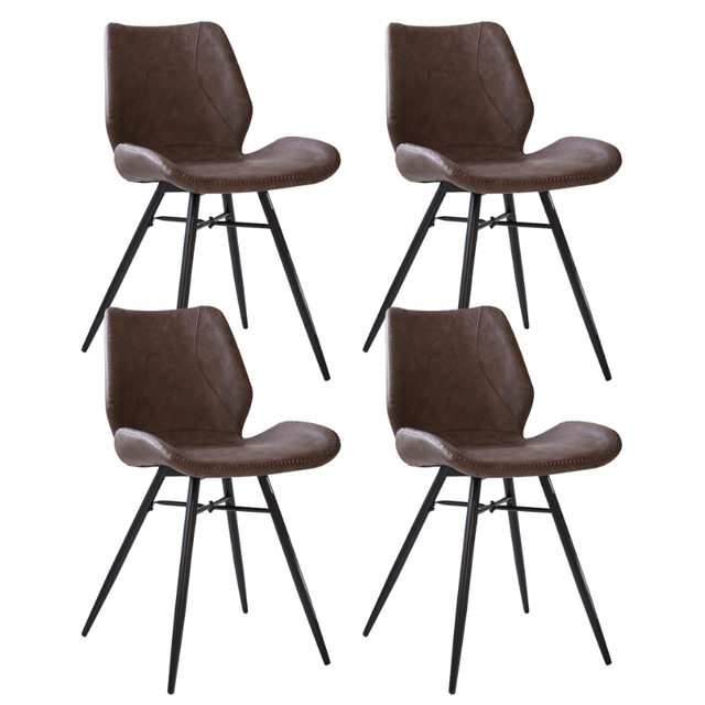 Dining room chairs - Set of 4 Dining room chairs Beau Industrial Taupe Faux Leather - Without Armrests - Dimehouse
