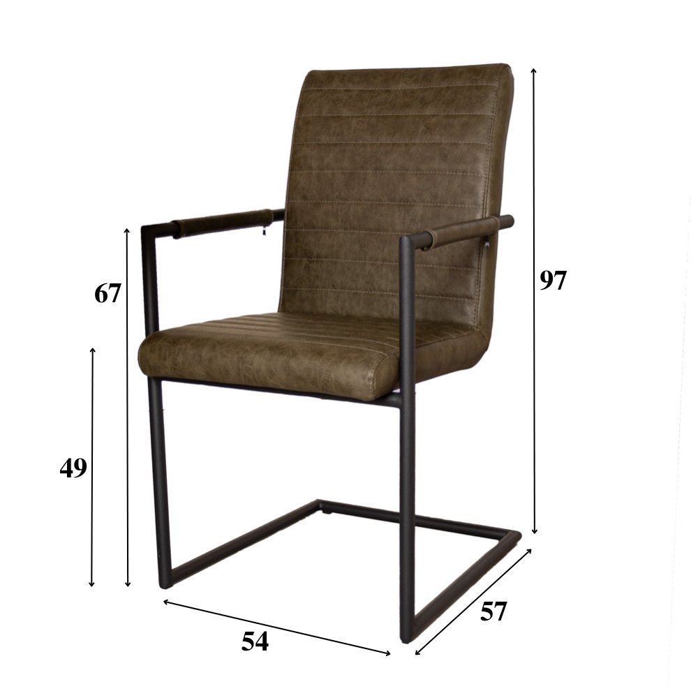 Dining room chairs - Industrial Dining room chair Green Bras - With Armrest - Dimehouse