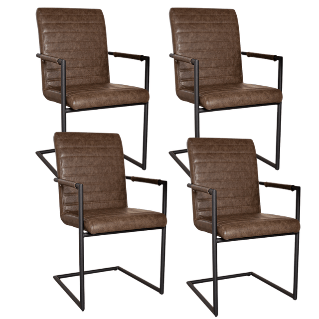 Dining room chairs - Set of 4 Dining room chairs Bras Industrial Taupe - With Armrests - Dimehouse
