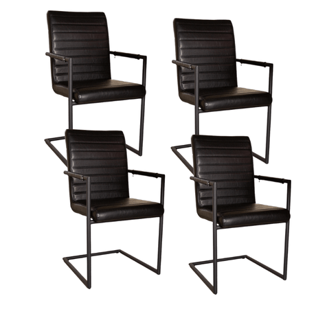 Dining room chairs - Set of 4 Dining room chairs Bras Industrial Black - With Armrests - Dimehouse