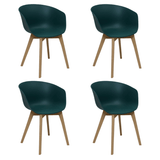 Dining room chairs - Set of 4 Dining room chairs Herning Scandinavian Green - Plastic and Beech wood - Dimehouse