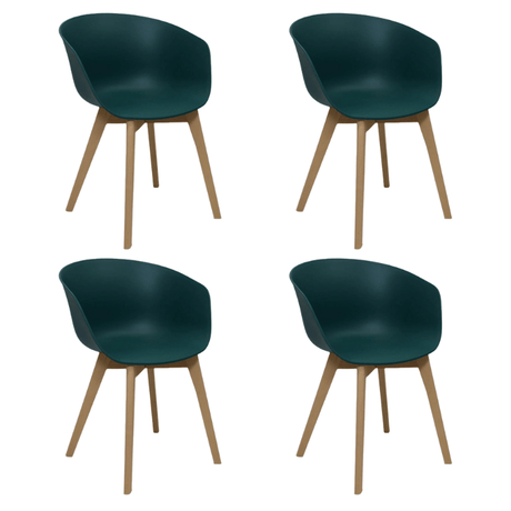 Dining room chairs - Set of 4 Dining room chairs Herning Scandinavian Green - Plastic and Beech wood - Dimehouse