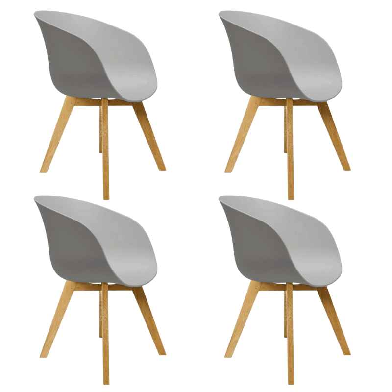Dining room chairs - Set of 4 Dining room chairs Herning Scandinavian Gray - Plastic and Beech wood - Dimehouse