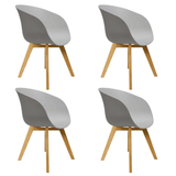 Dining room chairs - Set of 4 Dining room chairs Herning Scandinavian Gray - Plastic and Beech wood - Dimehouse