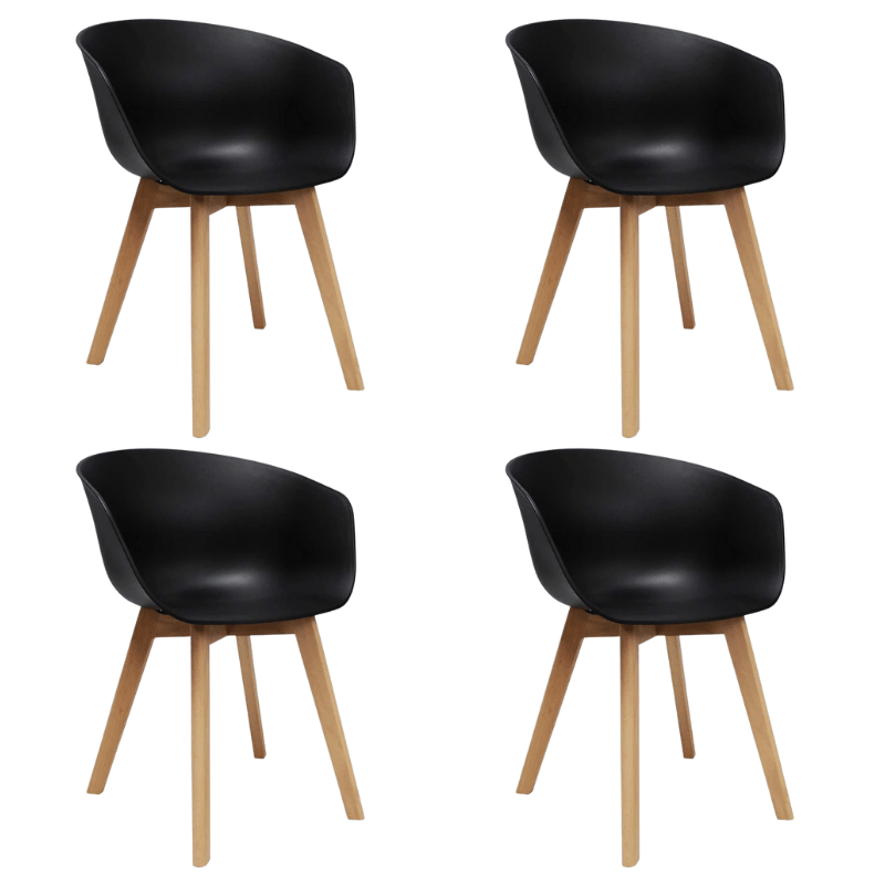 Dining room chairs - Set of 4 Herning dining room chairs Scandinavian Black - Plastic and Beech wood - Dimehouse