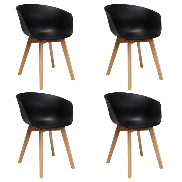 Dining room chairs - Set of 4 Herning dining room chairs Scandinavian Black - Plastic and Beech wood - Dimehouse