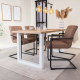 Dining tables - Dining table Lenzo Rustic Oak U - white leg - Dimehouse