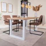 Dining tables - Dining table Lenzo Rustic Oak U - white leg - Dimehouse