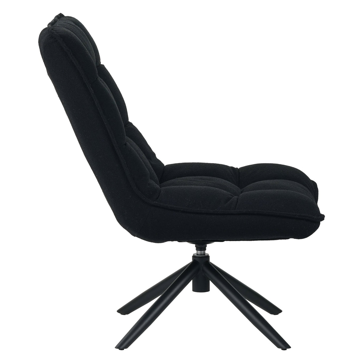 Armchairs - Modern swivel armchair black bouclé fabric 360° rotatable Yuki - Dimehouse