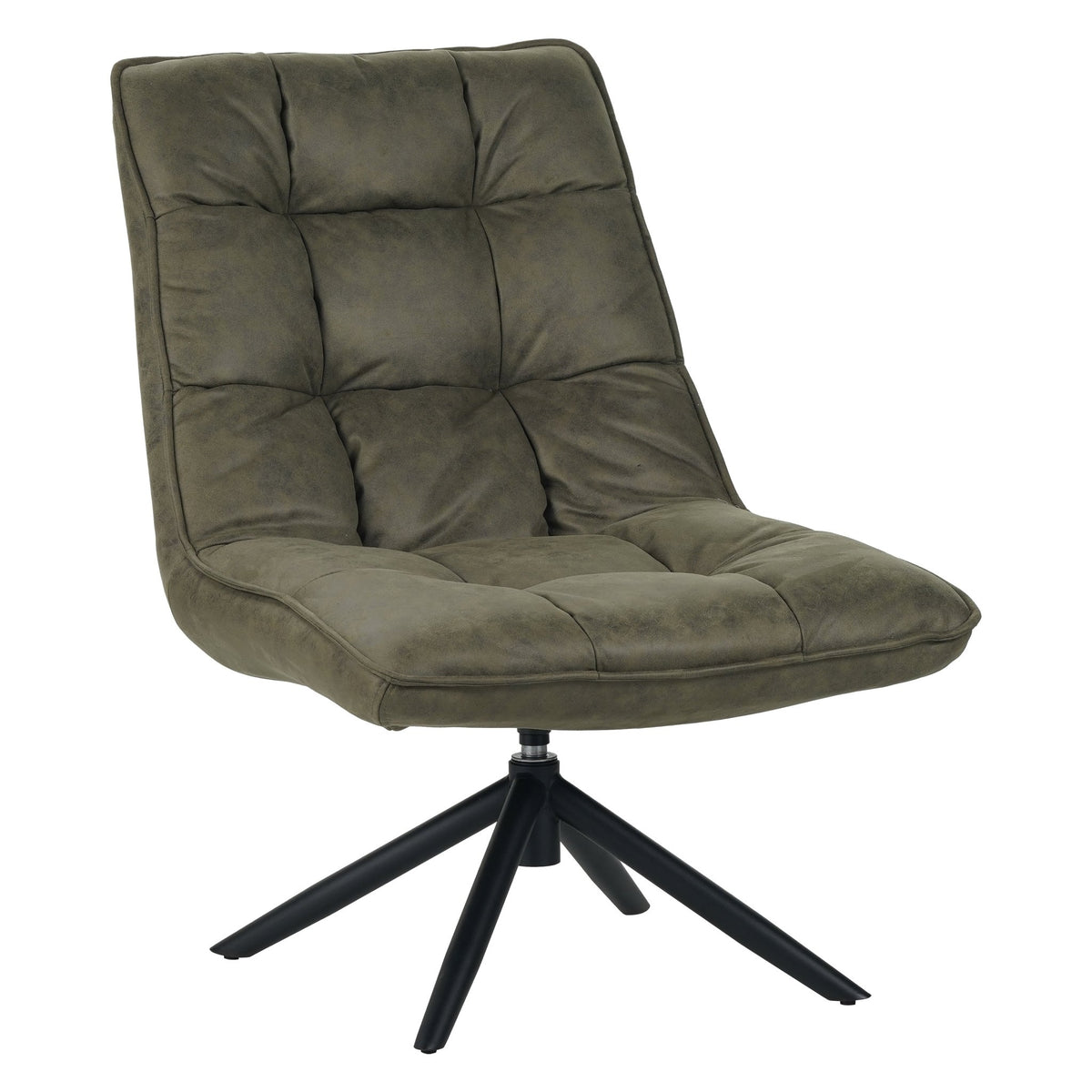 Armchairs - Industrial swivel armchair green eco - leather 360° rotatable Yuki - Dimehouse