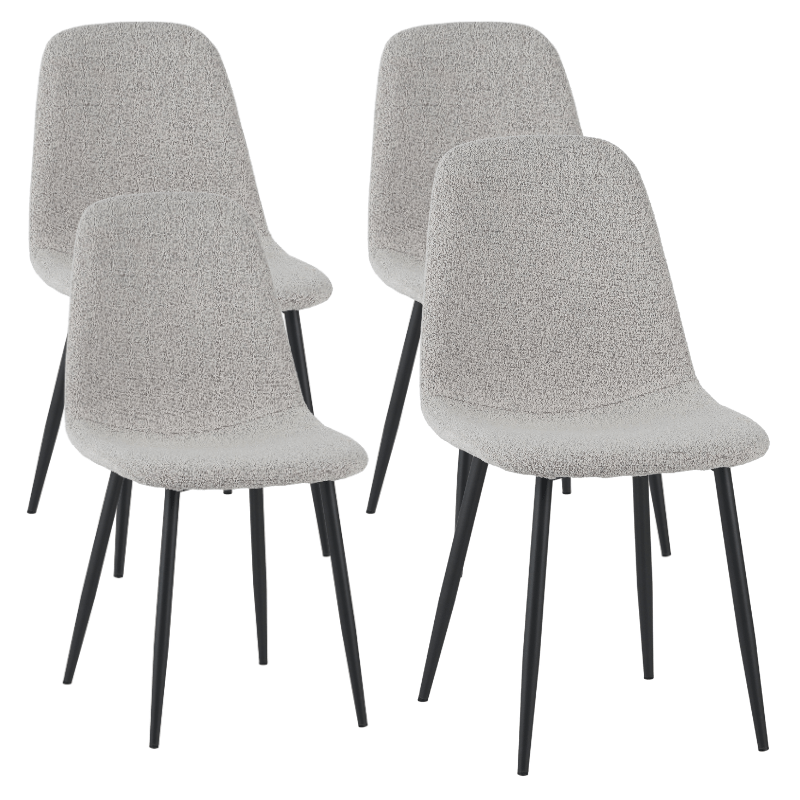 Dining room chairs - Set of 4 Scandinavian Dining room chairs Natural Melange Bouclé Fabric Swift - Without Armrests - Dimehouse