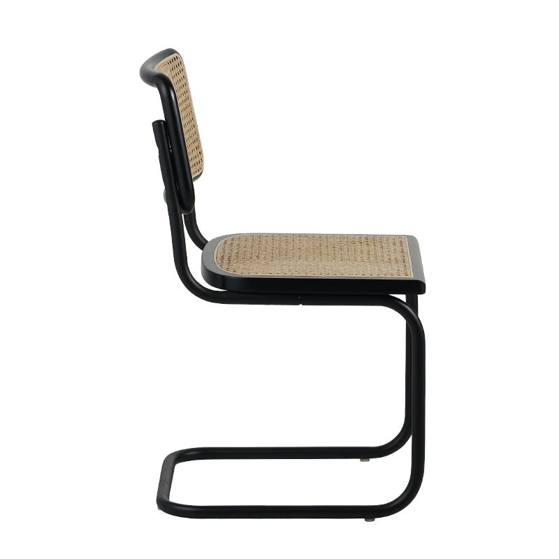 Dining room chair - Tubular frame dining room chair Vester black metal with bamboo webbing - Without Armrests - Dimehouse