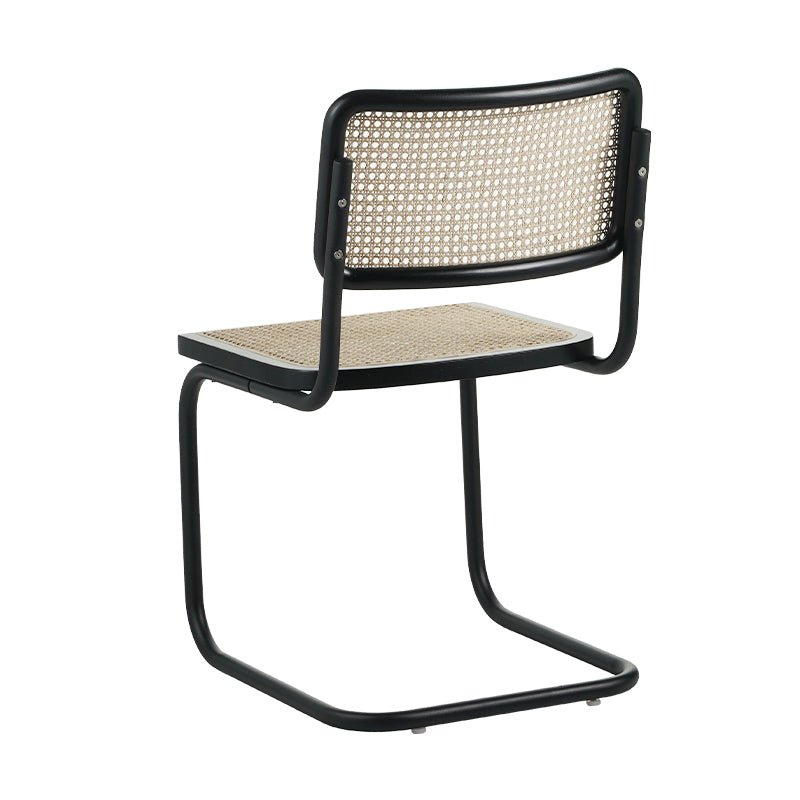 Dining room chair - Tubular frame dining room chair Vester black metal with bamboo webbing - Without Armrests - Dimehouse