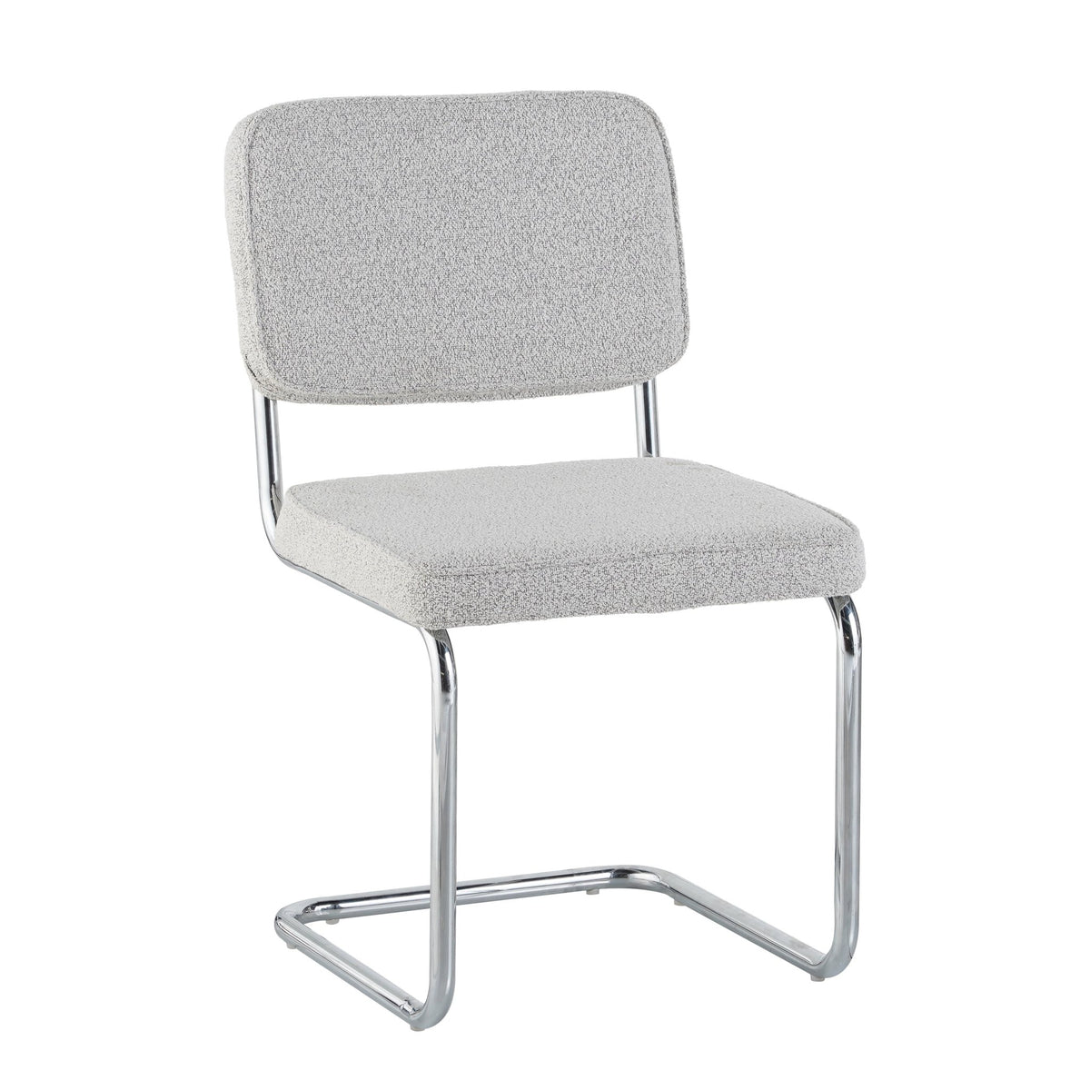 Dining room chairs - Modern Dining room chair Gray Bouclé Fabric Sway - Chrome Frame - Without Armrests - Dimehouse