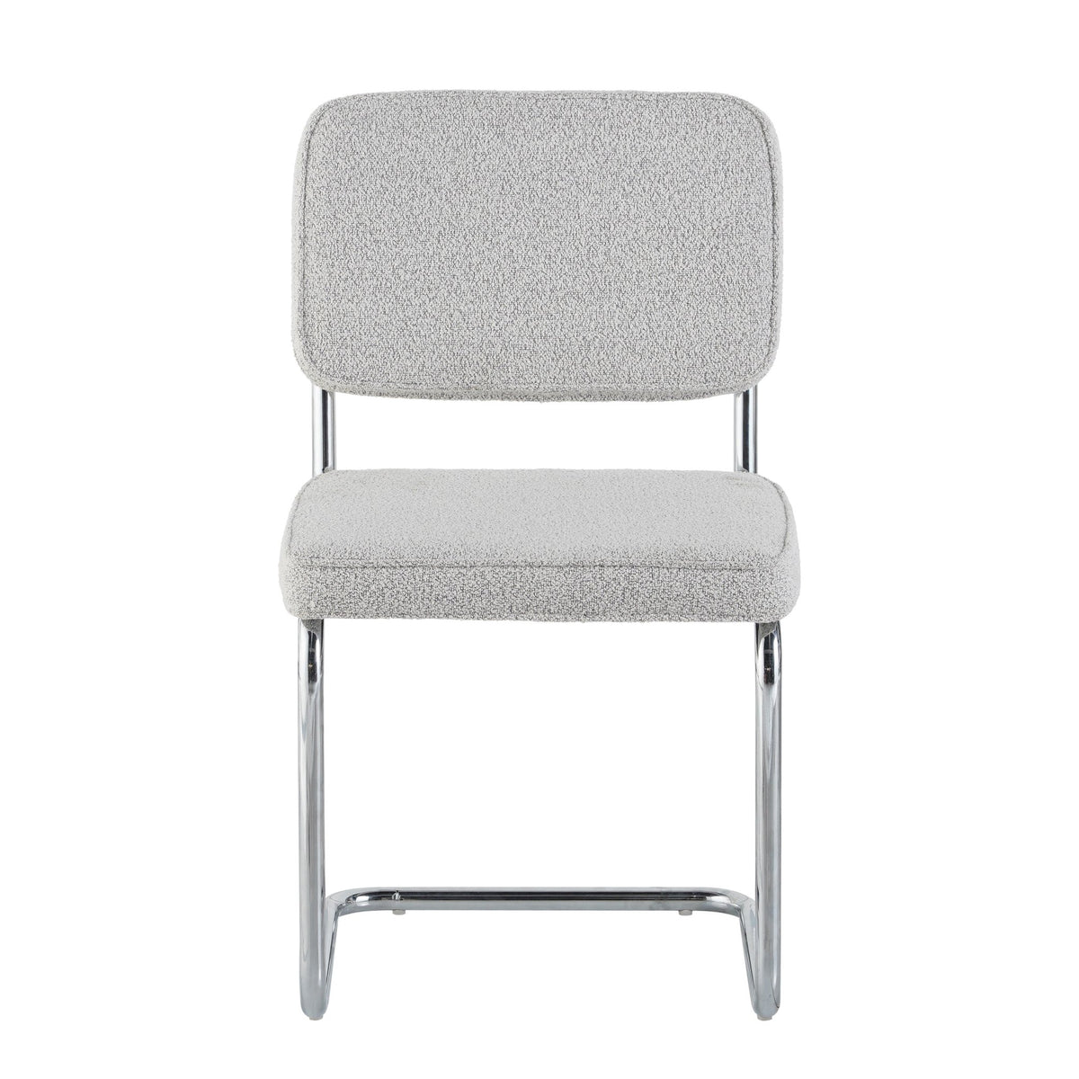 Dining room chairs - Modern Dining room chair Gray Bouclé Fabric Sway - Chrome Frame - Without Armrests - Dimehouse