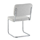 Dining room chairs - Modern Dining room chair Gray Bouclé Fabric Sway - Chrome Frame - Without Armrests - Dimehouse