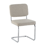 Dining room chairs - Modern Dining room chair Sand color Bouclé Fabric Sway - Chrome Frame - Without Armrests - Dimehouse