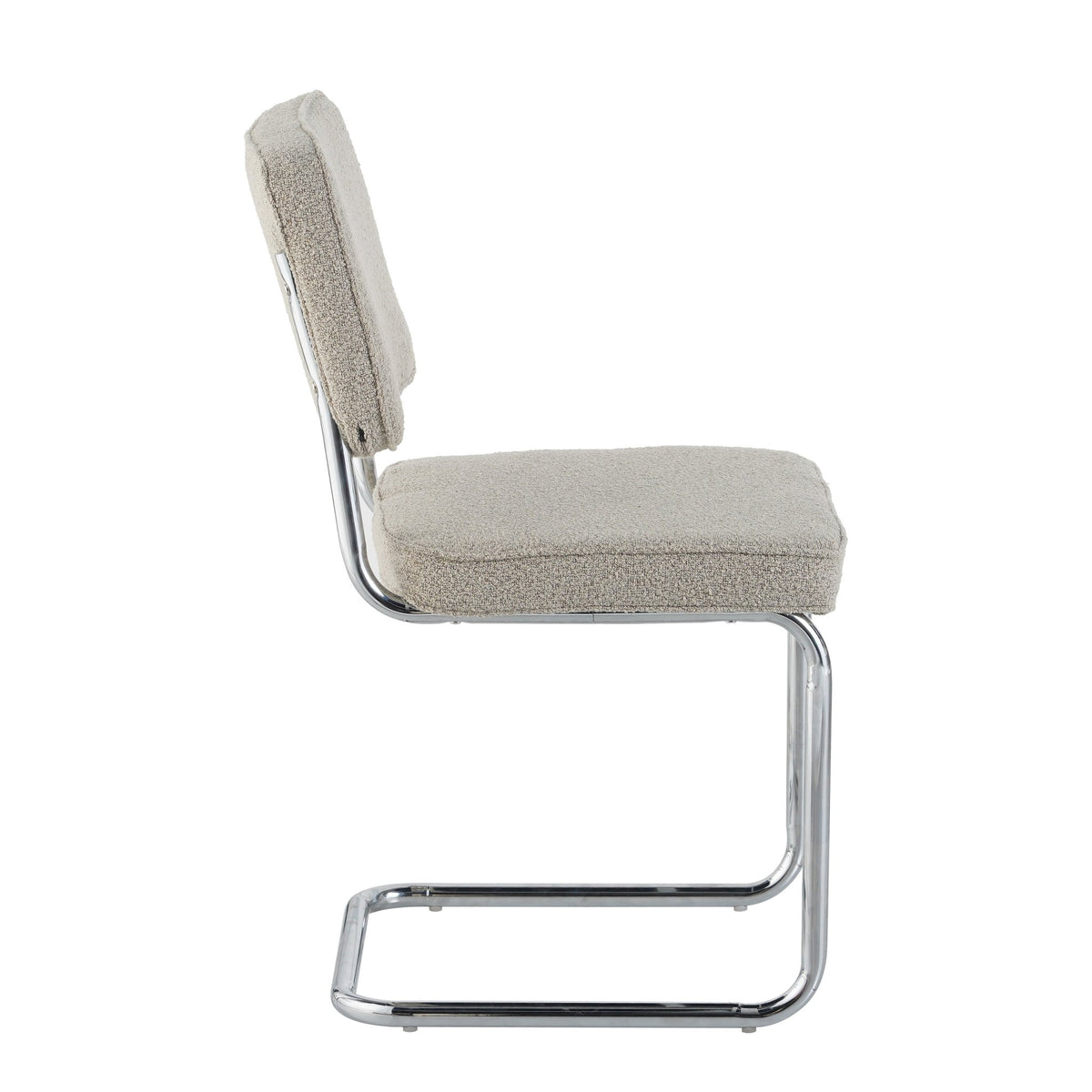 Dining room chairs - Modern Dining room chair Sand color Bouclé Fabric Sway - Chrome Frame - Without Armrests - Dimehouse
