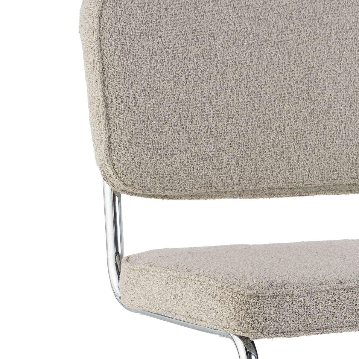 Dining room chairs - Modern Dining room chair Sand color Bouclé Fabric Sway - Chrome Frame - Without Armrests - Dimehouse