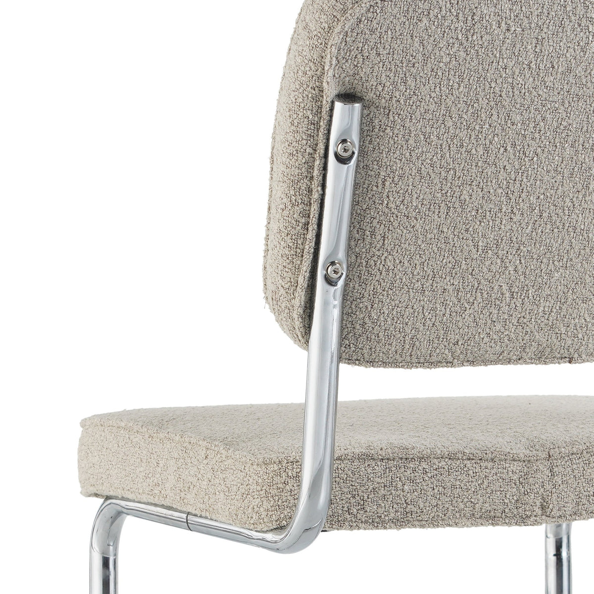 Dining room chairs - Modern Dining room chair Sand color Bouclé Fabric Sway - Chrome Frame - Without Armrests - Dimehouse