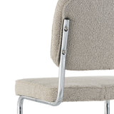 Dining room chairs - Modern Dining room chair Sand color Bouclé Fabric Sway - Chrome Frame - Without Armrests - Dimehouse