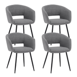 Dining room chairs - Set of 4 Scandinavian Dining room chairs Don Gray Fabric Cup shape - With Armrests - Dimehouse