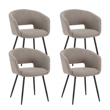 Dining room chairs - Set of 4 Scandinavian Dining room chairs Don Taupe Fabric Cup shape - With Armrests - Dimehouse