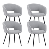 Dining room chairs - Set of 4 Scandinavian Dining room chairs Don Light gray Fabric Cup shape - With Armrests - Dimehouse