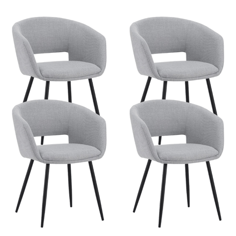 Dining room chairs - Set of 4 Scandinavian Dining room chairs Don Light gray Fabric Cup shape - With Armrests - Dimehouse