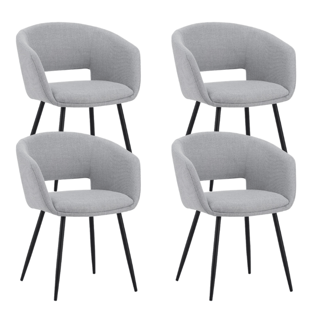 Dining room chairs - Set of 4 Scandinavian Dining room chairs Don Light gray Fabric Cup shape - With Armrests - Dimehouse