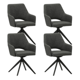 Dining room chairs - Set of 4 Swivel dining room chairs Sid Anthracite Fabric - With Armrests - Dimehouse