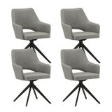 Dining room chairs - Set of 4 Swivel dining room chairs Sid Gray Fabric - With Armrests - Dimehouse