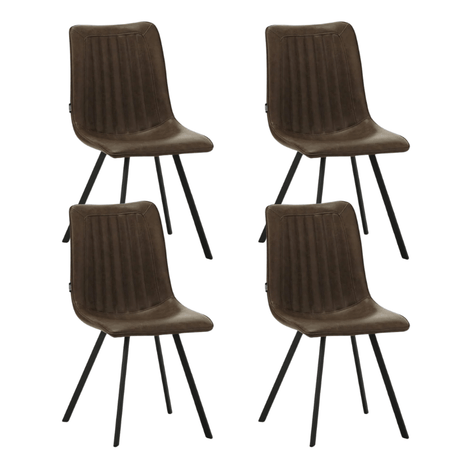 Dining room chairs - Set of 4 Dining room chairs Jimmy PU - artificial leather taupe - Dimehouse