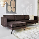 Sofas - 3-seater corner sofa Gino velvet brown left - Dimehouse