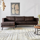 Sofas - 3-seater corner sofa Gino velvet brown left - Dimehouse