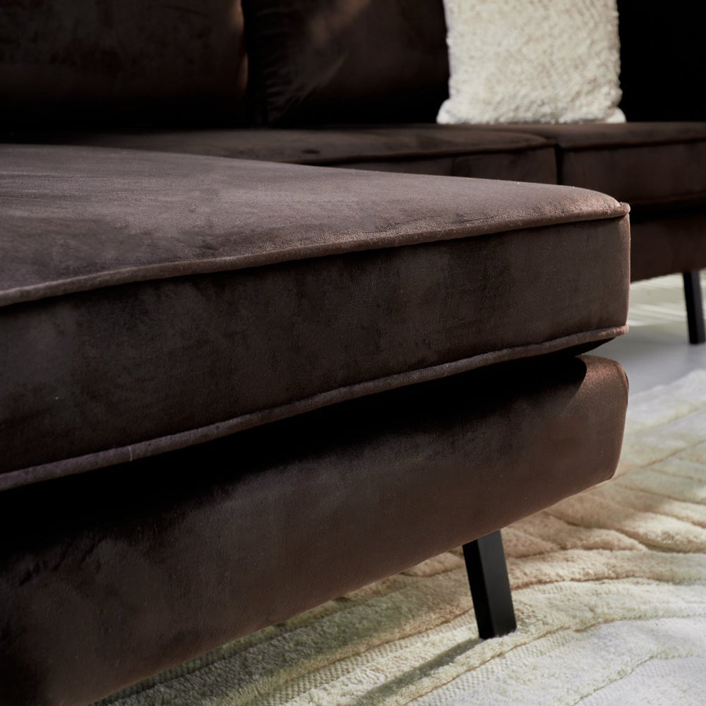 Sofas - 3-seater corner sofa Gino velvet brown left - Dimehouse