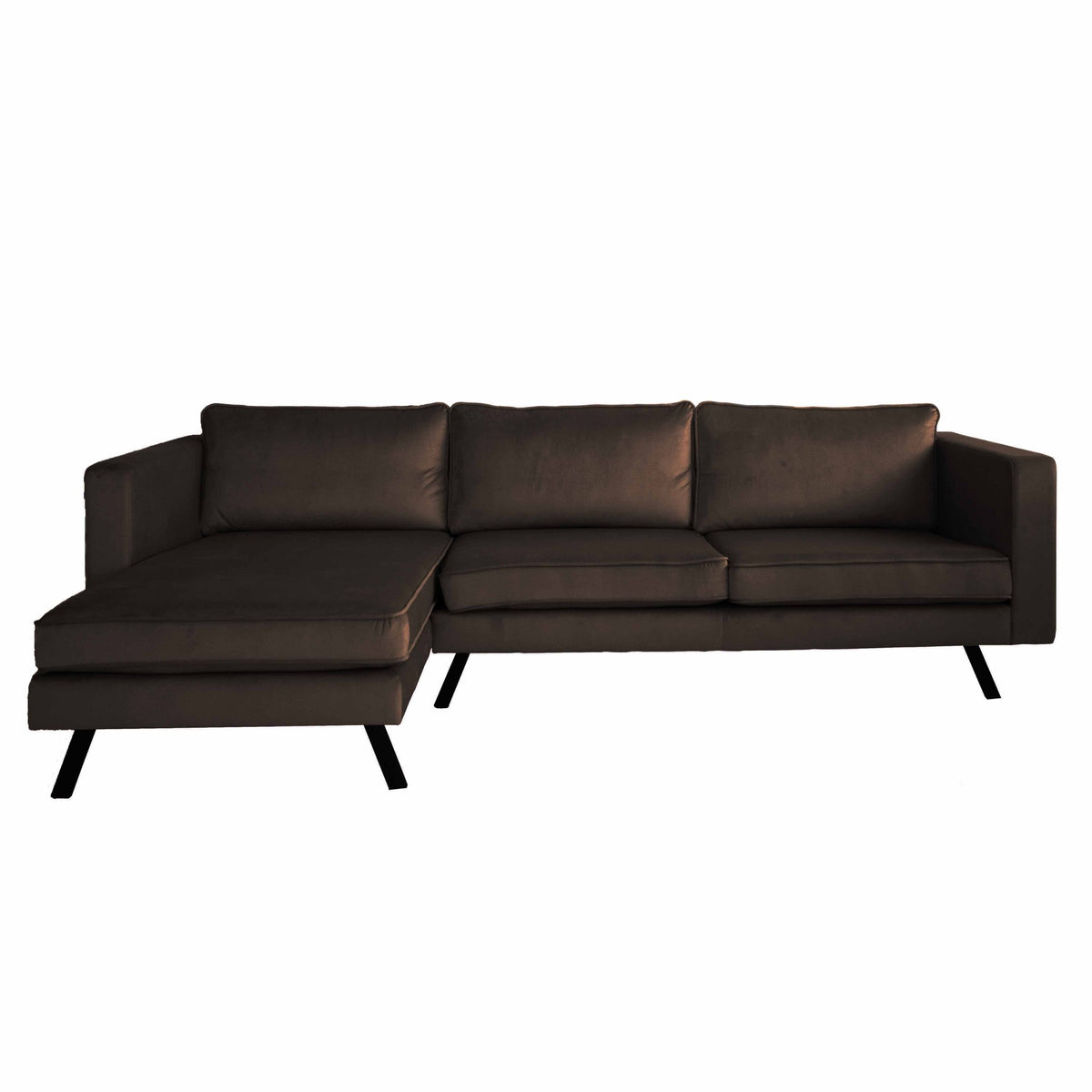 Sofas - 3-seater corner sofa Gino velvet brown left - Dimehouse