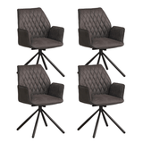 Dining room chairs - Set of 4 Rotatable Dining room chairs Novan Industrial Anthracite Fabric - 180° Rotatable - Dimehouse