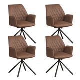 Dining room chairs - Set of 4 Swivel dining room chairs Novan Industrial Taupe Fabric - 180° Rotatable - Dimehouse