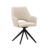 Dining room chairs - Modern Swivel Dining room chair Beige Fabric Sid - With Armrests - Dimehouse