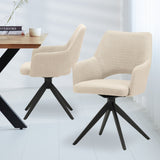 Dining room chairs - Modern Swivel Dining room chair Beige Fabric Sid - With Armrests - Dimehouse
