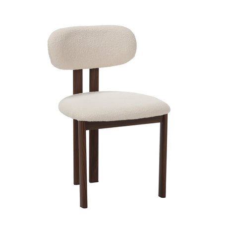 Dining room chairs - Japandi Dining room chair Miyo Bouclé Beige - Walnut look Frame - Dimehouse