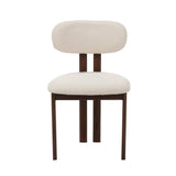 Dining room chairs - Japandi Dining room chair Miyo Bouclé Beige - Walnut look Frame - Dimehouse
