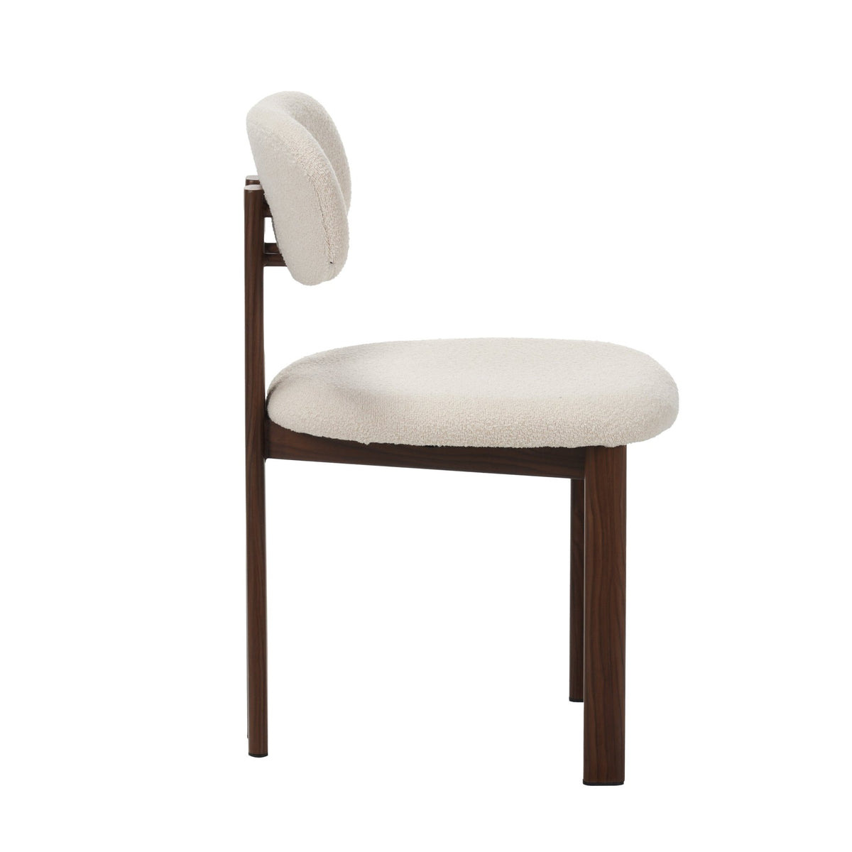 Dining room chairs - Japandi Dining room chair Miyo Bouclé Beige - Walnut look Frame - Dimehouse